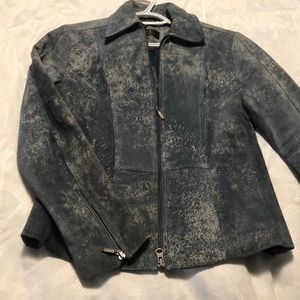 Danier leather white washed blue grey jacket